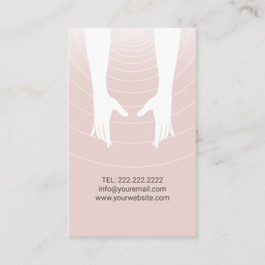 マッサージセラピーヒーリングハンドスパ赤面ピンク 名刺 (裏面)