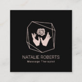 マッサージセラピーヒーリングハンド&フラワージオメトリック スクエア名刺 (正面)