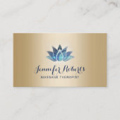 マッサージセラピーブルーロータスモダン金ゴールドサロン 名刺 (正面)