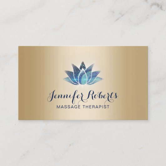 マッサージセラピーブルーロータスモダン金ゴールドサロン 名刺 (正面)