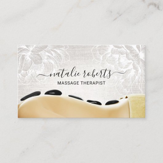 マッサージセラピーホットストーンボディワークヴィンテージフローラ 名刺 (正面)