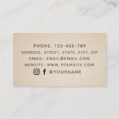 マッサージセラピーボホエレガントスクリプトヒーリングハンド 名刺 (裏面)