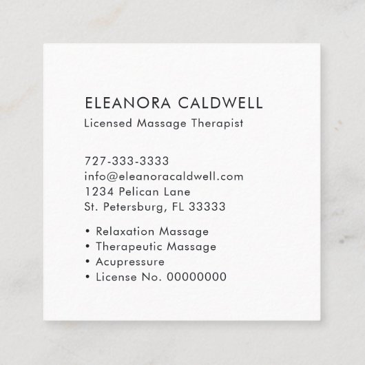 マッサージセラピーモダンストライプの スクエア名刺 (裏面)