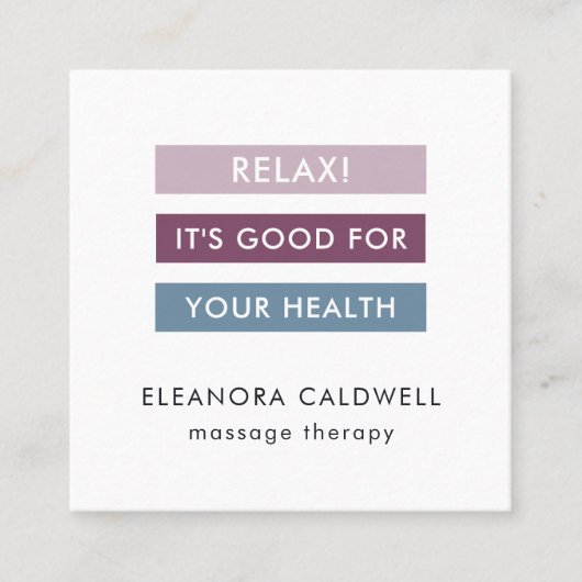 マッサージセラピーモダンストライプの スクエア名刺 (正面)