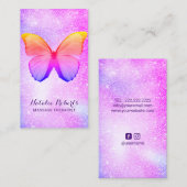 マッサージセラピーモダンレインボーグリッターバタフライ 名刺 (正面/裏面)