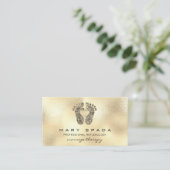 マッサージセラピーリフレクソロジーウェルネ霊気フェイク金ゴールド 名刺 (スタンド正面)