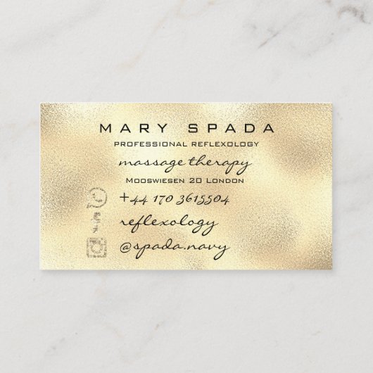 マッサージセラピーリフレクソロジーウェルネ霊気フェイク金ゴールド 名刺 (裏面)