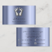 マッサージセラピーリフレクソロジーシルバーグレーブルーネイビー 名刺 (正面/裏面)