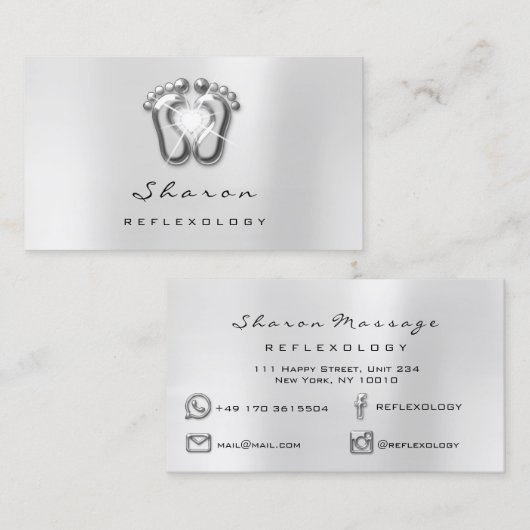 マッサージセラピーリフレクソロジーセラピストシルバースパーク 名刺 (正面/裏面)