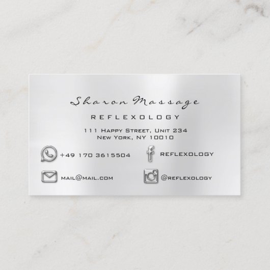 マッサージセラピーリフレクソロジーセラピストシルバースパーク 名刺 (裏面)