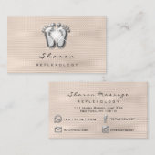 マッサージセラピーリフレクソロジーセラピスト銀アイボリー 名刺 (正面/裏面)