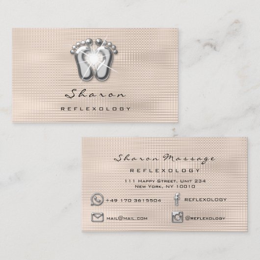 マッサージセラピーリフレクソロジーセラピスト銀アイボリー 名刺 (正面/裏面)