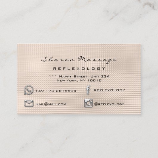 マッサージセラピーリフレクソロジーセラピスト銀アイボリー 名刺 (裏面)