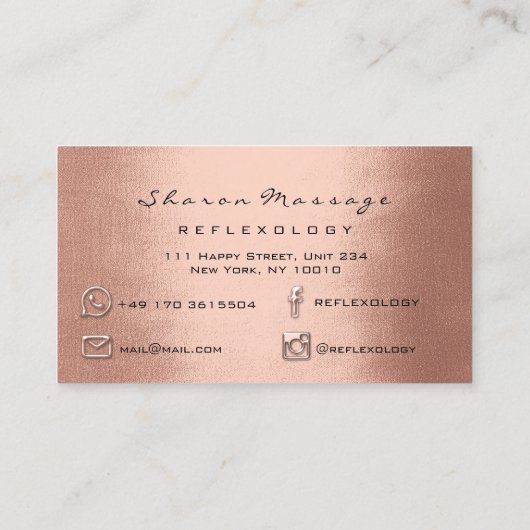 マッサージセラピーリフレクソロジーセラピスト銅バラ 名刺 (裏面)
