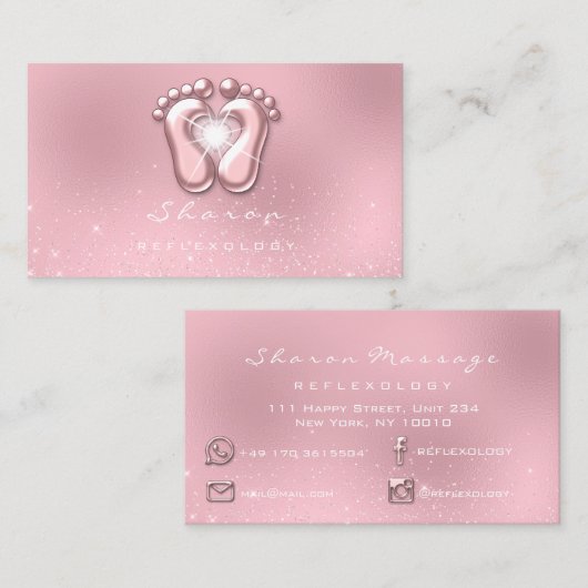 マッサージセラピーリフレクソロジーセラピーピンクスパーキー 名刺 (正面/裏面)