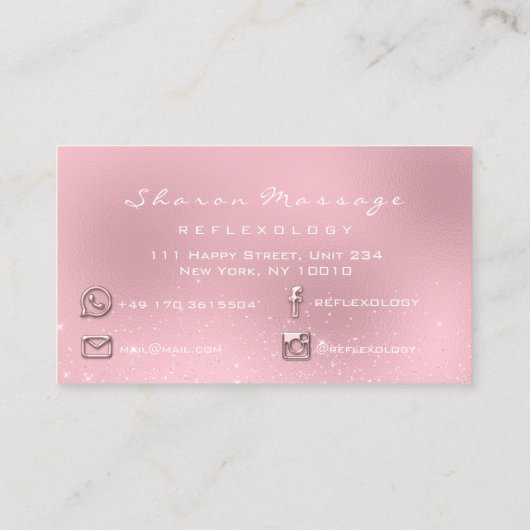 マッサージセラピーリフレクソロジーセラピーピンクスパーキー 名刺 (裏面)