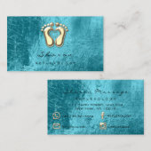 マッサージセラピーリフレクソロジーセラピー金ゴールド海ブルー 名刺 (正面/裏面)