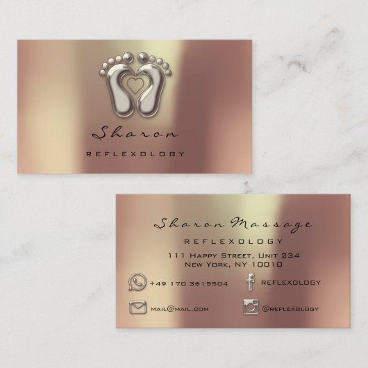 マッサージセラピーリフレクソロジーセラピー銅アイボリー 名刺 (正面/裏面)