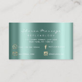 マッサージセラピーリフレクソロジーティール（緑がかった色）金ゴールドグリッター足 名刺 (裏面)