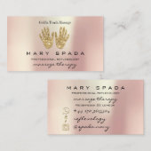 マッサージセラピーリフレクソロジーハンズ霊気バラ金ゴールド2 名刺 (正面/裏面)