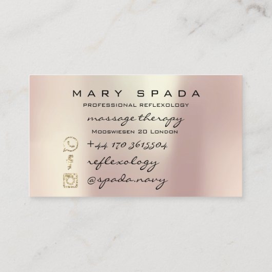 マッサージセラピーリフレクソロジーハンズ霊気バラ金ゴールド2 名刺 (裏面)