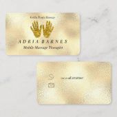 マッサージセラピーリフレクソロジーハンド霊気バラ金ゴールド' 名刺 (正面/裏面)