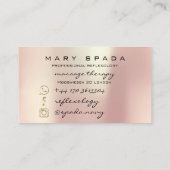 マッサージセラピーリフレクソロジーハンド霊気バラ金ゴールド 名刺 (裏面)