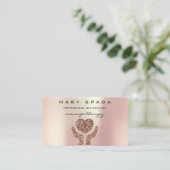 マッサージセラピーリフレクソロジーハンド霊気バラ金ゴールド 名刺 (スタンド正面)