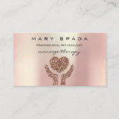 マッサージセラピーリフレクソロジーハンド霊気バラ金ゴールド 名刺 (正面)