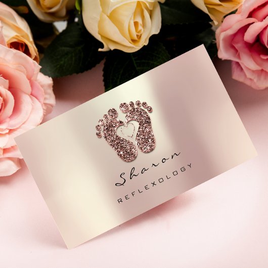 マッサージセラピーリフレクソロジーバラグリッターブラック 名刺