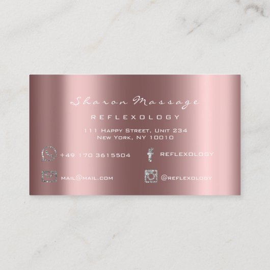 マッサージセラピーリフレクソロジーバラ豆グリッター足 名刺 (裏面)