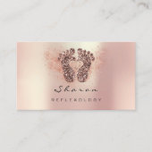 マッサージセラピーリフレクソロジーバラ金ゴールドグリッターダスト 名刺 (正面)