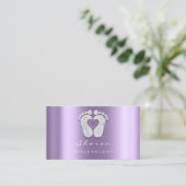 マッサージセラピーリフレクソロジーパープルグリッター足 名刺 (スタンド正面)