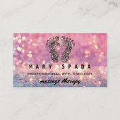 マッサージセラピーリフレクソロジー足バラピンクQRCode 名刺 (正面)