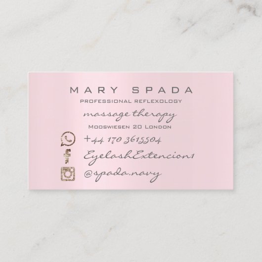 マッサージセラピーリフレクソロジー足ピンクローズピンク 名刺 (裏面)