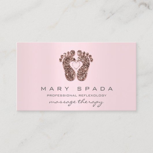 マッサージセラピーリフレクソロジー足ピンクローズピンク 名刺 (正面)