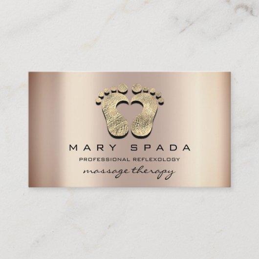 マッサージセラピーリフレクソロジー足Instagra金ゴールドログ 名刺 (正面)
