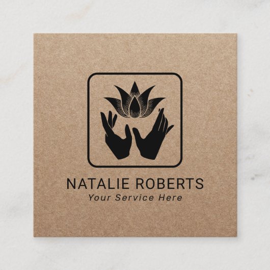 マッサージセラピーロータスヒーリングハンズヴィンテージクラフト スクエア名刺 (正面)