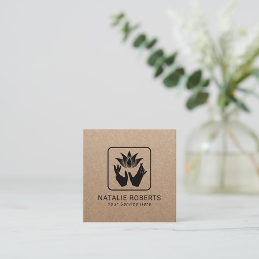 マッサージセラピーロータスヒーリングハンズヴィンテージクラフト スクエア名刺 (スタンド正面)