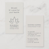 マッサージセラピーロータスロゴ木炭グレーエッグシェル 名刺 (正面/裏面)