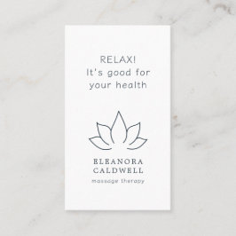 マッサージセラピーロータスロゴ木炭グレーオンホワイト 名刺