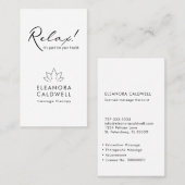 マッサージセラピーロータスロゴ白黒 名刺 (正面/裏面)