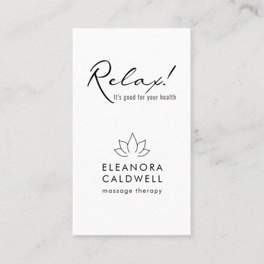 マッサージセラピーロータスロゴ白黒 名刺 (正面)