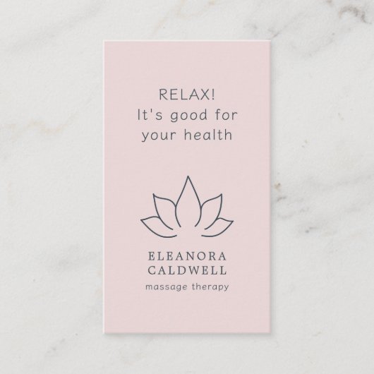 マッサージセラピーロータスロゴ赤面ピンク 名刺 (正面)