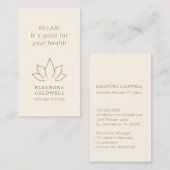 マッサージセラピーロータスロゴ金ゴールドオンクリーム 名刺 (正面/裏面)