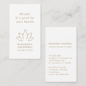 マッサージセラピーロータスロゴ金ゴールドオンホワイト 名刺 (正面/裏面)