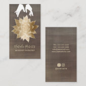 マッサージセラピーヴィンテージ癒し手金ゴールドフラワー 名刺 (正面/裏面)