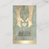 マッサージセラピーヴィンテージ金ゴールドヒーリングハンド&ハート 名刺 (裏面)