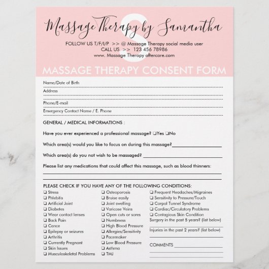 マッサージセラピー同意予算型枠 チラシ (正面)