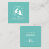 マッサージセラピー幾何学的治癒手スパティール（緑がかった色） スクエア名刺 (正面/裏面)